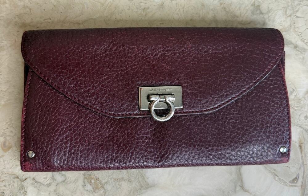 Salvatore Ferragamo Gancini Leather Flap Wallet